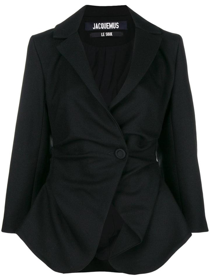 Jacquemus Asymmetric Gathered Jacket - Black