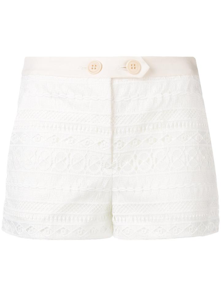 Red Valentino Crocheted Pattern Short Shorts - White