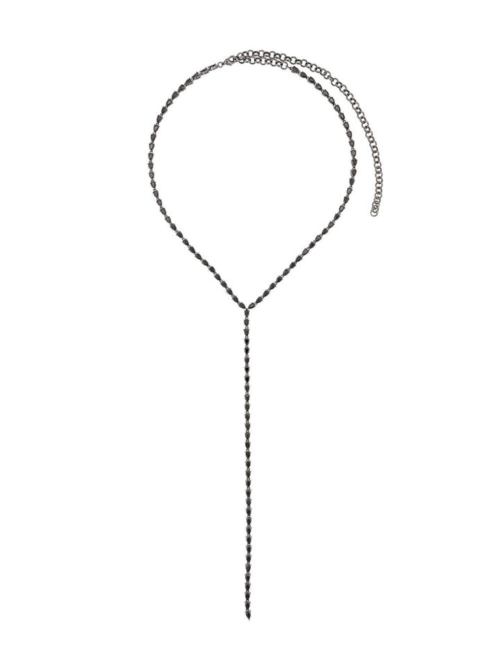 Fallon Crystal Lariat Necklace - Metallic