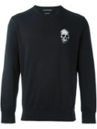 Alexander Mcqueen Cross Stitch Skull Sweatshirt, Men's, Size: Xxl, Blue, Cotton
