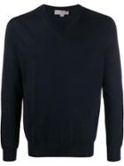 Canali Fine Knit V-neck Sweater - Blue