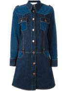 See By Chloé Panelled Denim Dress, Women's, Size: 40, Blue, Cotton/spandex/elastane