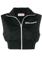 Palm Angels Cropped Zipped Sweatshirt - Black