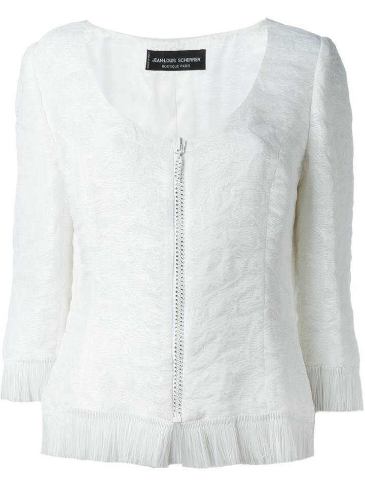 Jean Louis Scherrer Vintage Frayed Hem Jacket - White