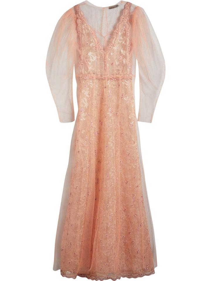 Burberry Floral-embroidered Puff-sleeve Dress - Pink