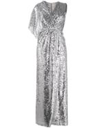In The Mood For Love Camryn Sequin-embellished Wrap Gown - Silver