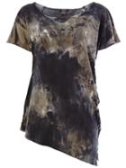 Avant Toi Marble Print Asymmetric T-shirt