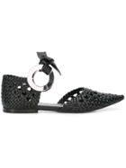 Proenza Schouler Woven Grommet Flats - Black