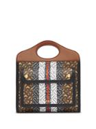 Burberry Mini Monogram Stripe E-canvas Pocket Bag - Brown