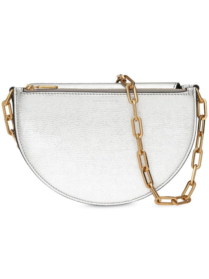 Burberry The Small Metallic Leather D Bag - Silver
