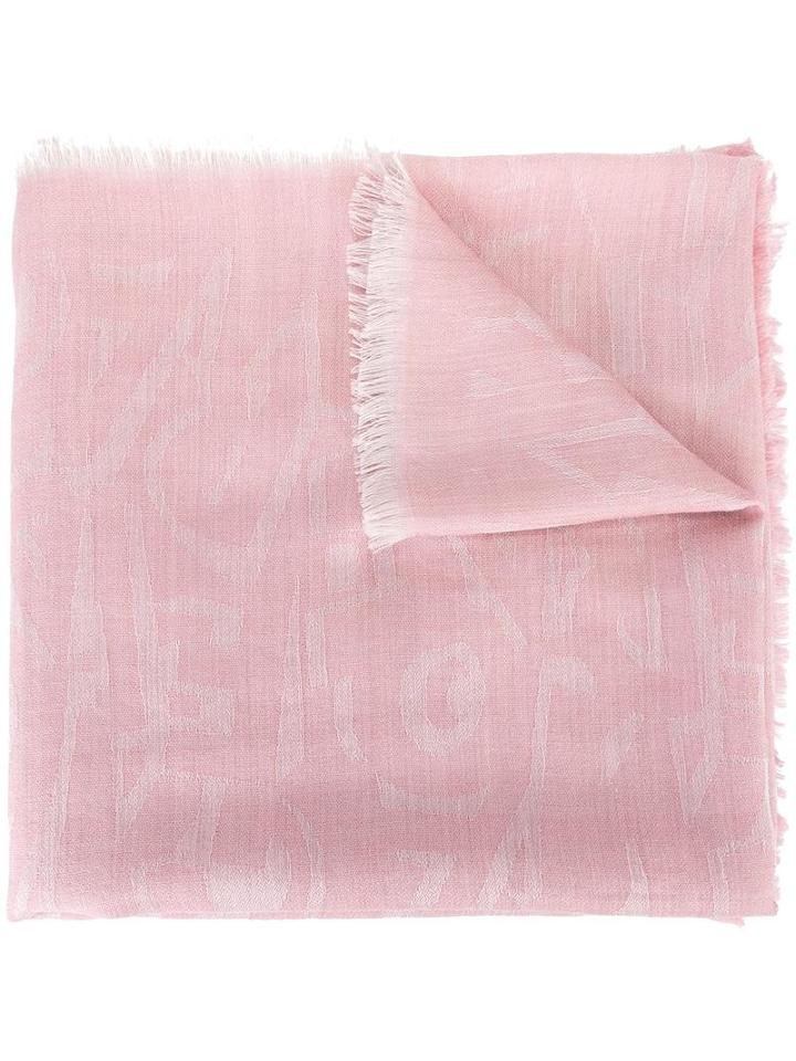 Salvatore Ferragamo Lettering Pattern Scarf, Women's, Pink/purple, Silk/wool