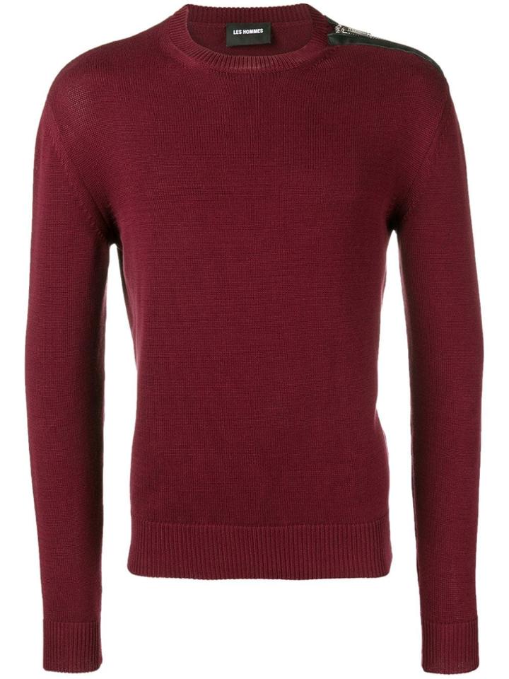 Les Hommes Knit Zip Trim Jumper - Red