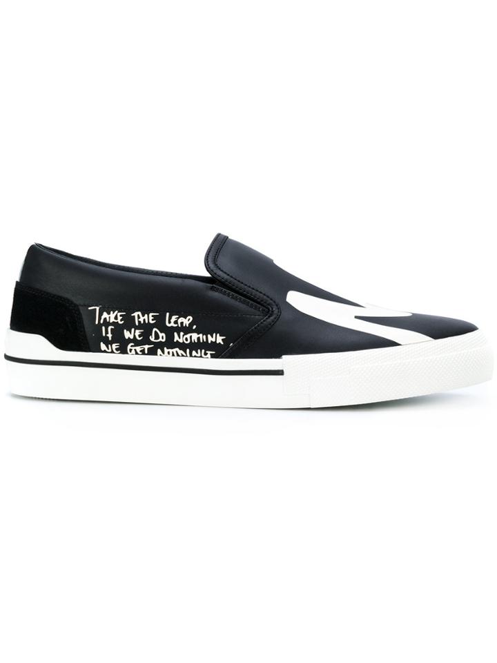 Versace Collection Printed Slip-on Sneakers - Black