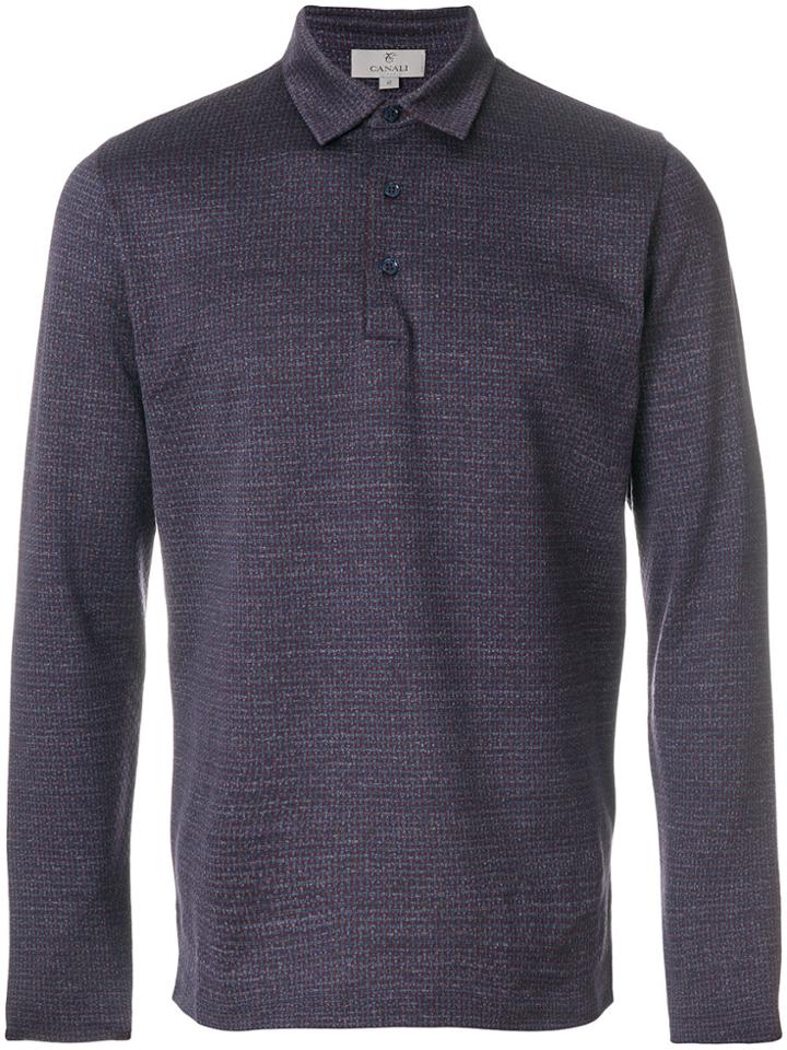 Canali Long-sleeved Polo Top - Pink & Purple