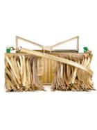 Sara Battaglia Lady Clutch, Women's, Grey, Calf Leather/metal Other