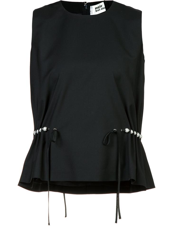 Noir, Le Lis Embellished Drawstring Top, Women's, Size: Medium, Black, Cupro/polyester/rayon