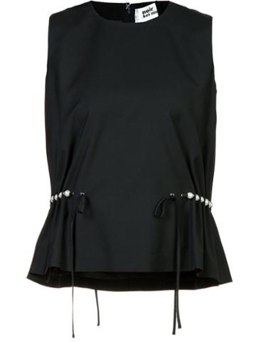Noir, Le Lis Embellished Drawstring Top, Women's, Size: Medium, Black, Cupro/polyester/rayon