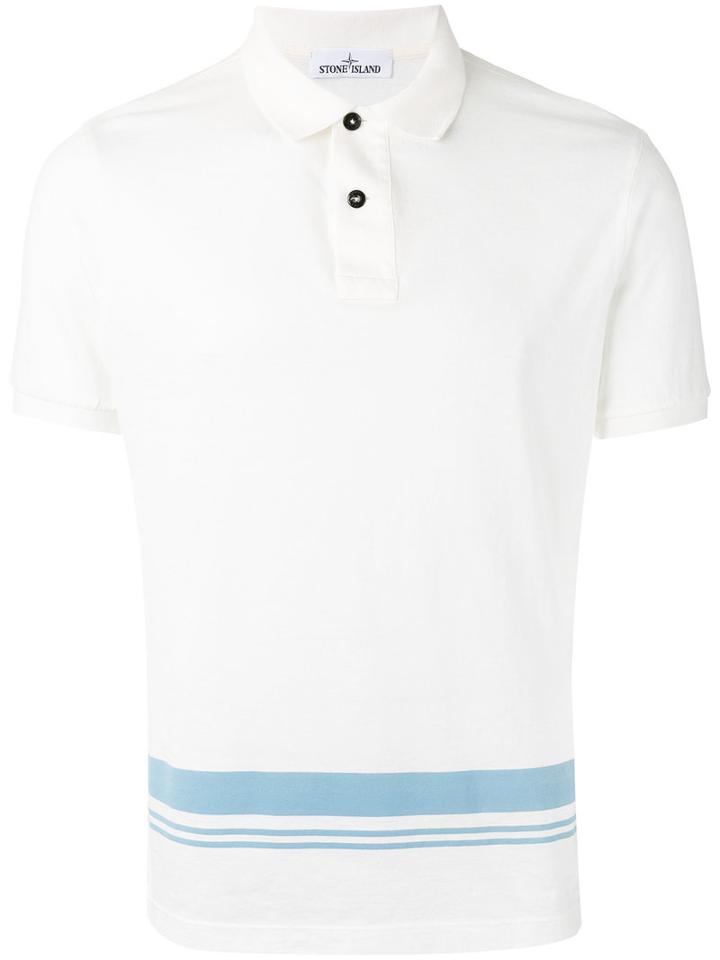 Stone Island - Striped Hem Polo Shirt - Men - Cotton - Xl, White, Cotton
