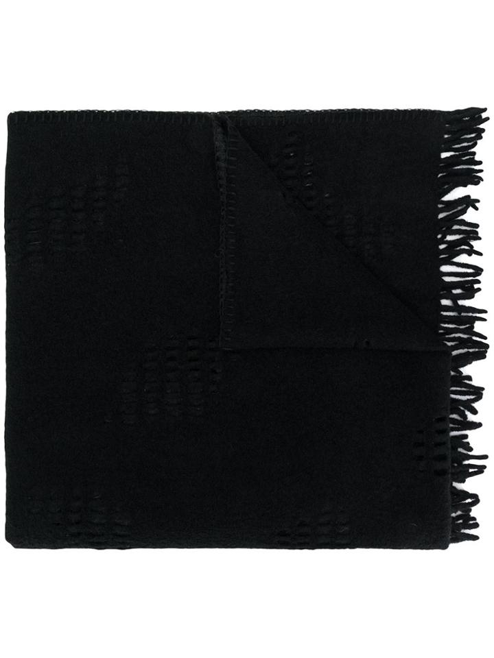 Yohji Yamamoto Fringed Cut-out Scarf - Black
