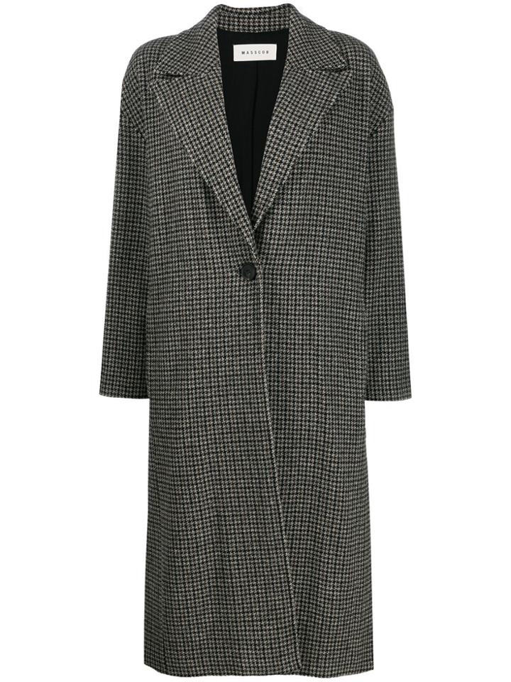 Masscob Houndstooth Single-breasted Coat - Grey