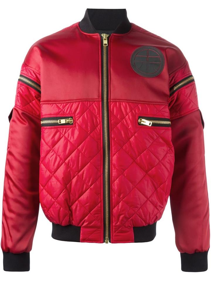 Astrid Andersen Quilted Bomber Jacket, Men's, Size: Medium, Red, Polyamide/polyester