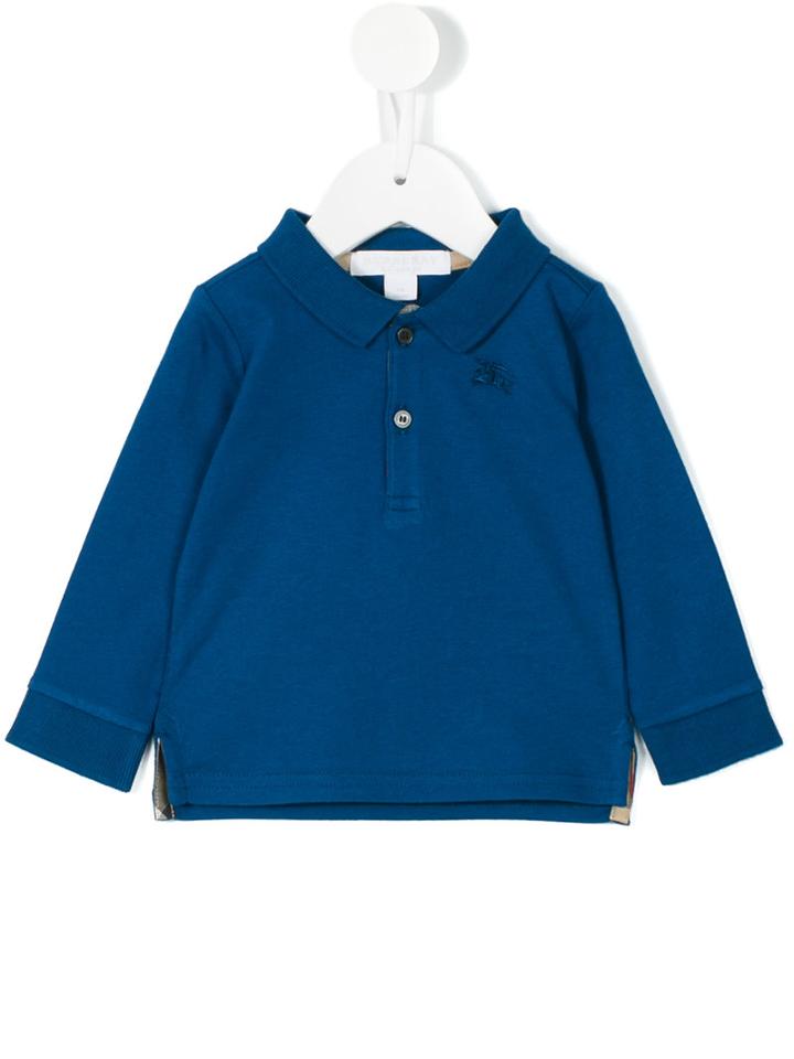 Burberry Kids - Longsleeved Polo Shirt - Kids - Cotton - 12 Mth, Blue