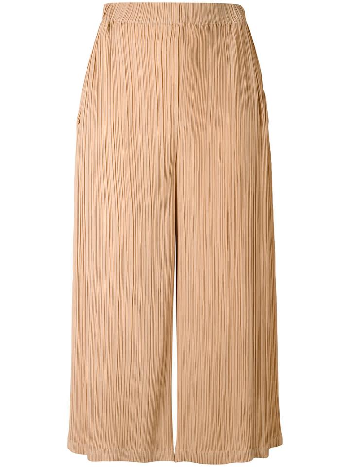 Jil Sander - Pleated Cropped Trousers - Women - Polyester - 36, Nude/neutrals, Polyester