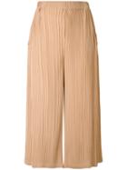 Jil Sander - Pleated Cropped Trousers - Women - Polyester - 36, Nude/neutrals, Polyester