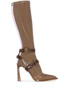 Fendi Patent 105mm Knee-high Boots - Brown