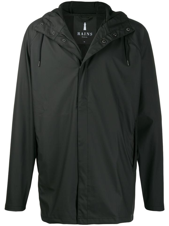 Rains Hooded Short Coat - Black