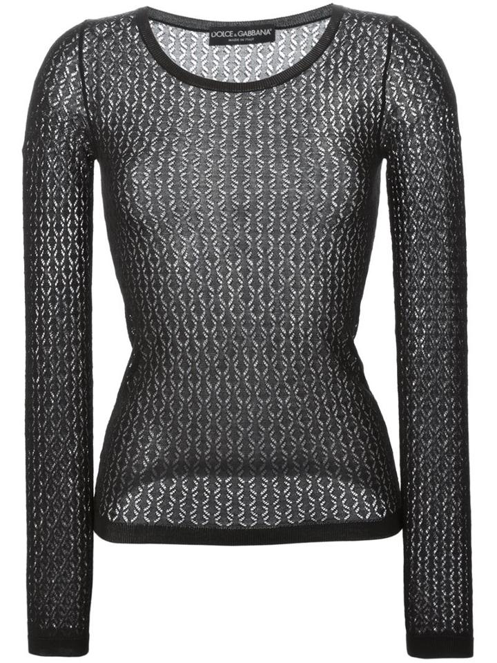 Dolce & Gabbana Open Knit Sweater, Women's, Size: 44, Black, Silk