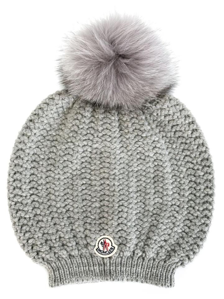 Moncler Bobble Top Beanie - Grey