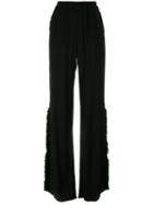 Raquel Allegra - Frayed Flared Trousers - Women - Rayon - 0, Women's, Black, Rayon