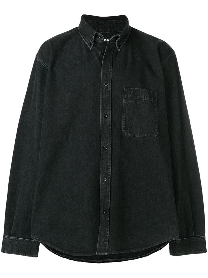 Balenciaga Rear Printed Denim Shirt - Black