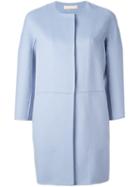 's Max Mara Collarless Coat, Women's, Size: 46, Blue, Angora/virgin Wool