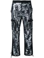 Redemption Sequin Embellished Cargo Trousers - Black