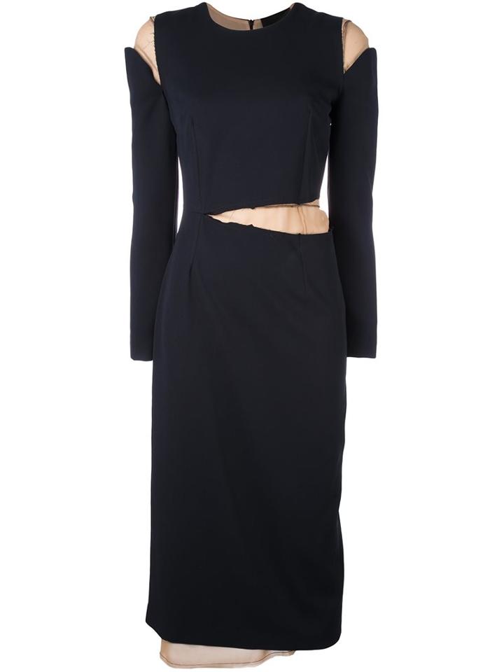 Erika Cavallini Distressed Dress, Women's, Size: 44, Blue, Acetate/polyester