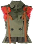 Sacai Double Breasted Ruffle Gilet - Green
