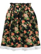 Msgm Flared Floral Skirt, Women's, Size: Small, Black, Polyamide