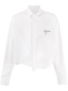 Ader Error Unfinished Cropped Picture Negative Shirt - White