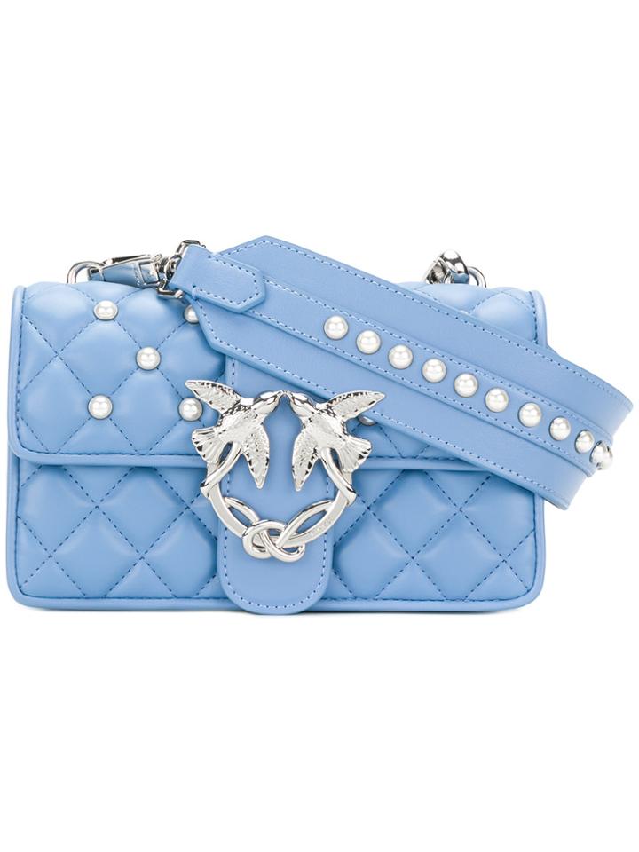 Pinko Embellished Quilted Shoulder Bag - Blue