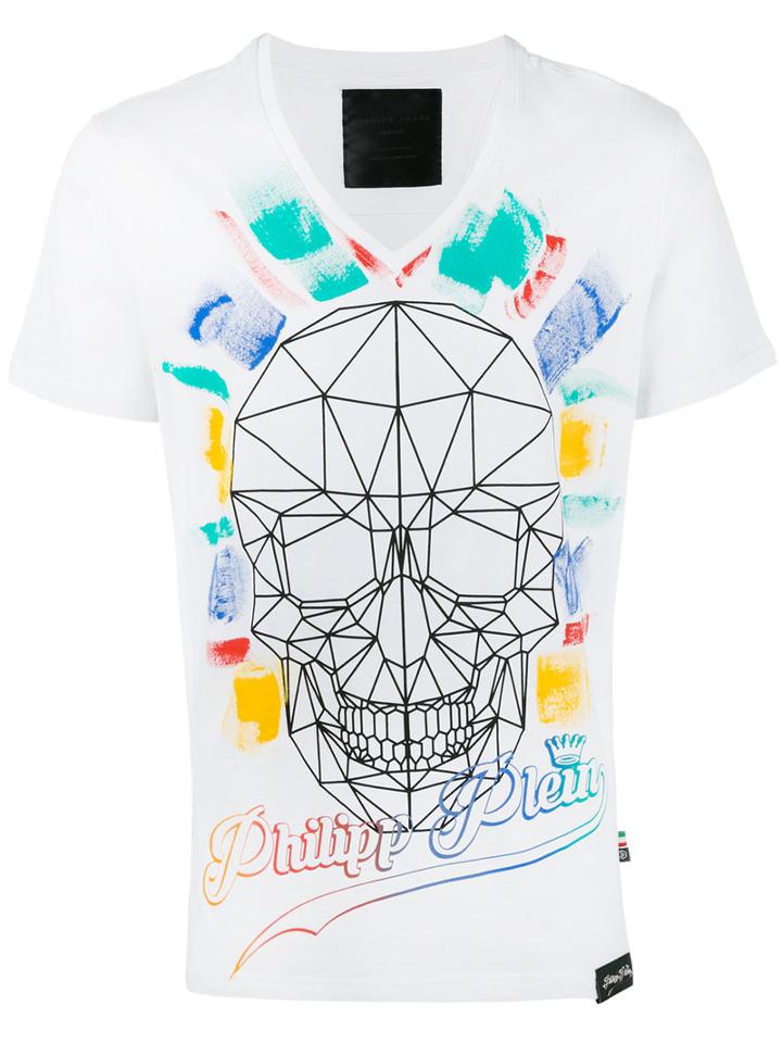 Philipp Plein Skull Print T-shirt, Men's, Size: Small, White, Cotton