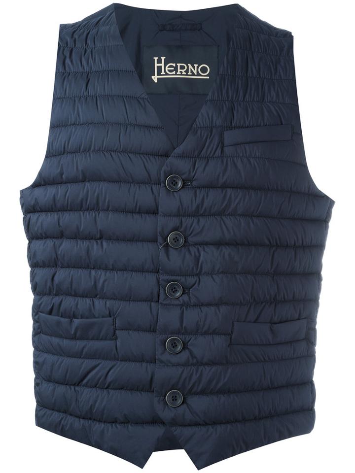 Herno Padded Gilet, Men's, Size: 50, Blue, Polyamide/polyurethane/polyester/polyurethane