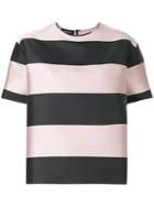 Rochas Striped Design Loose Blouse - Pink & Purple