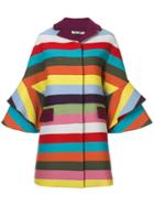 Mary Katrantzou Rainbow Striped Frill Cuff Coat - Multicolour