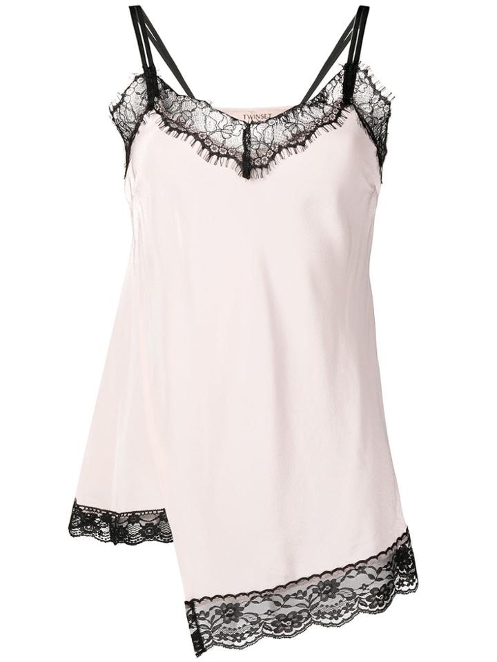 Twin-set Lace Trim Cami Top - Pink & Purple