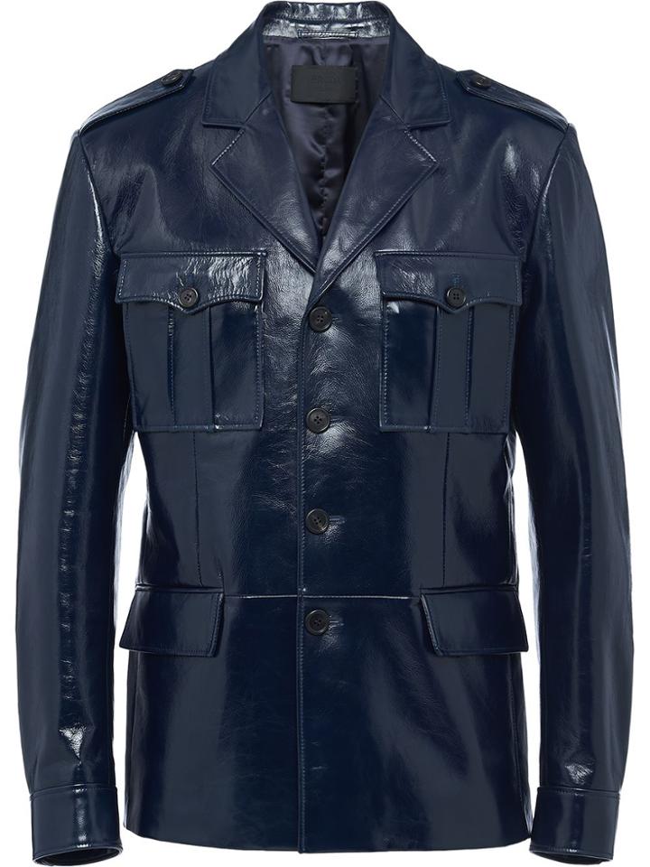 Prada Lux Calf Leather Jacket - Blue