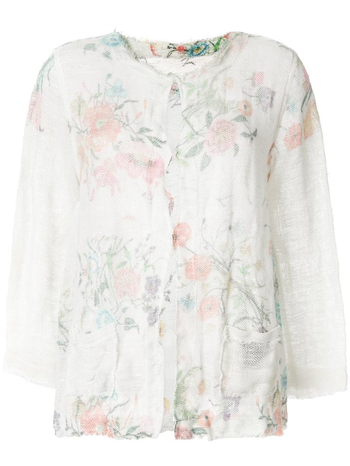 Avant Toi Floral Print Cardigan - White