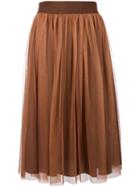 Roberto Collina Ruffled Mid Skirt, Women's, Size: Small, Brown, Nylon/cotton