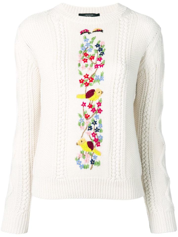 Max Mara Floral Embroidered Sweater - Neutrals